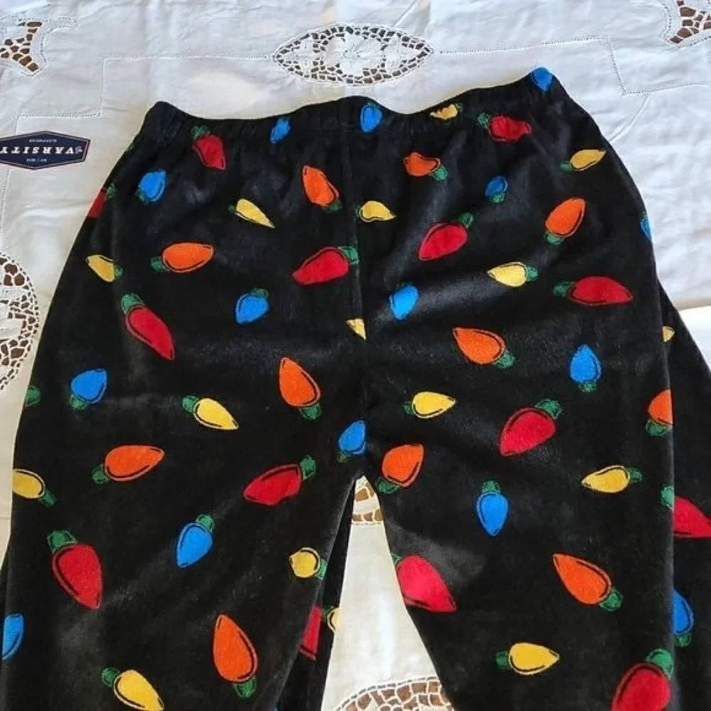 Varsity‎ Holiday Graphic Black Fleece Sz L Sleepwear Pants